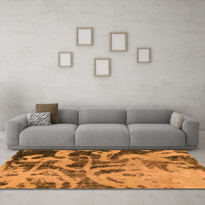 Machine Washable Persian Orange Bohemian Area Rugs in a Living Room, wshabs1947org