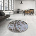 Round Machine Washable Abstract Blue Gray Rug in a Office, wshabs1947