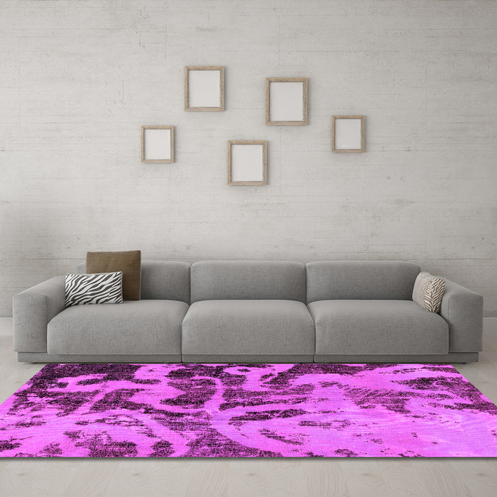 Machine Washable Persian Pink Bohemian Rug in a Living Room, wshabs1947pnk