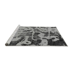 Sideview of Machine Washable Persian Gray Bohemian Rug, wshabs1947gry