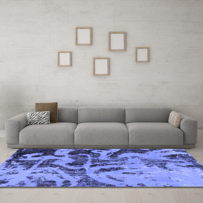 Machine Washable Persian Blue Bohemian Rug in a Living Room, wshabs1947blu