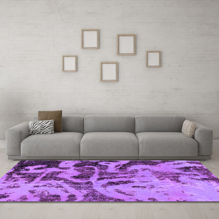Machine Washable Persian Purple Bohemian Area Rugs in a Living Room, wshabs1947pur