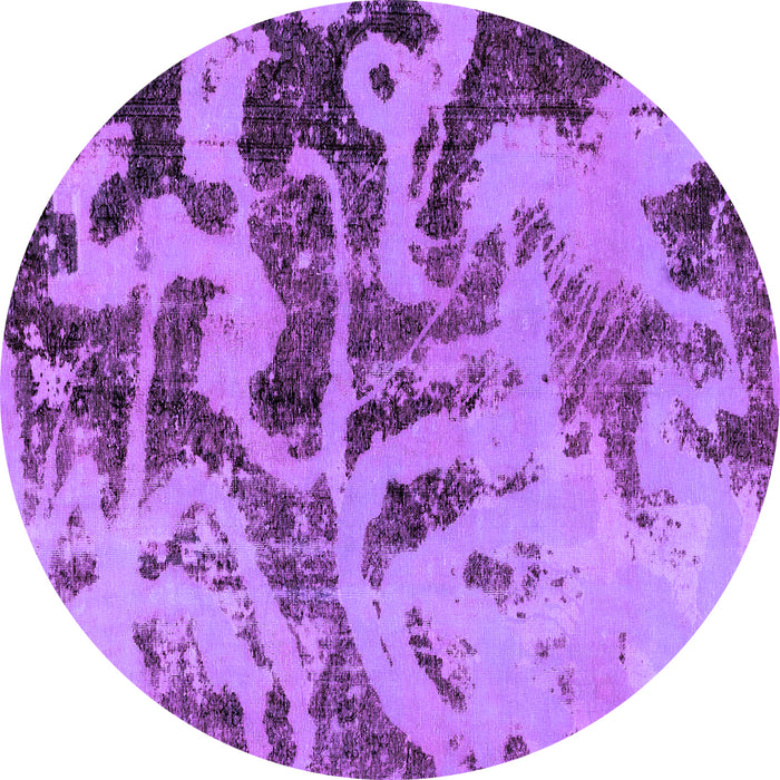 Round Machine Washable Persian Purple Bohemian Area Rugs, wshabs1947pur