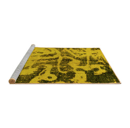 Sideview of Machine Washable Persian Yellow Bohemian Rug, wshabs1947yw