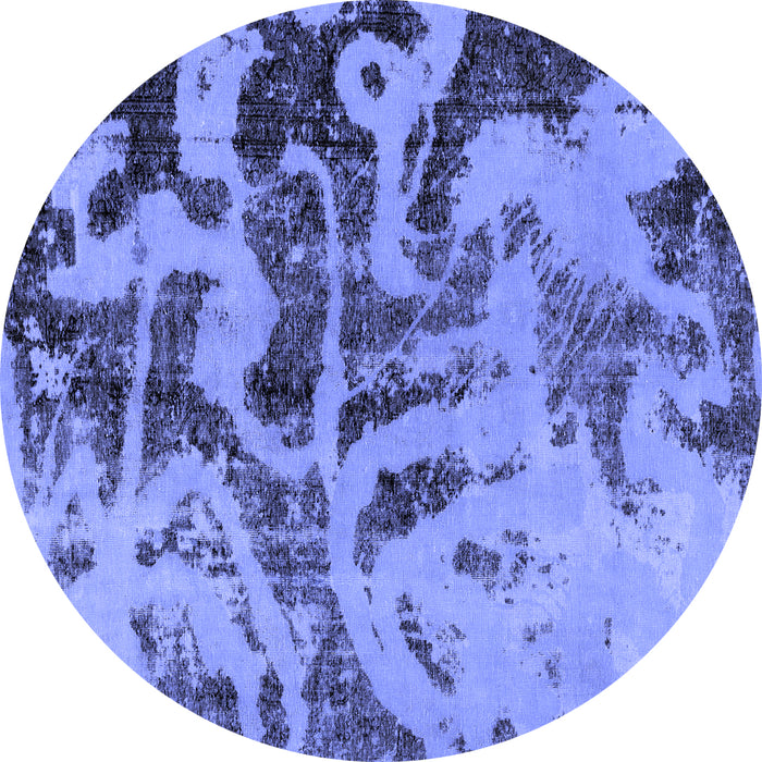 Round Machine Washable Persian Blue Bohemian Rug, wshabs1947blu