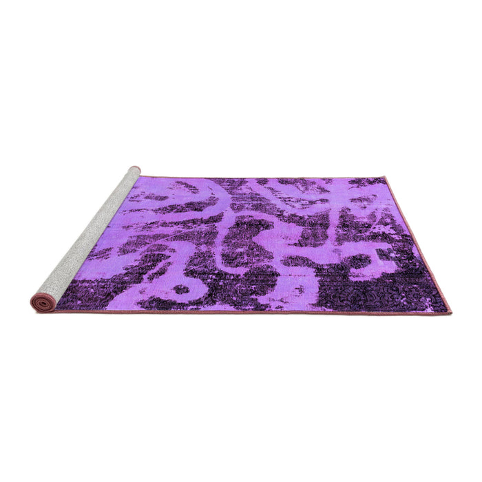 Sideview of Machine Washable Persian Purple Bohemian Area Rugs, wshabs1947pur