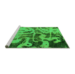 Sideview of Machine Washable Persian Green Bohemian Area Rugs, wshabs1947grn