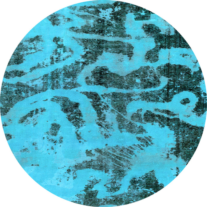 Round Machine Washable Persian Light Blue Bohemian Rug, wshabs1947lblu