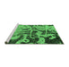 Sideview of Machine Washable Persian Emerald Green Bohemian Area Rugs, wshabs1947emgrn