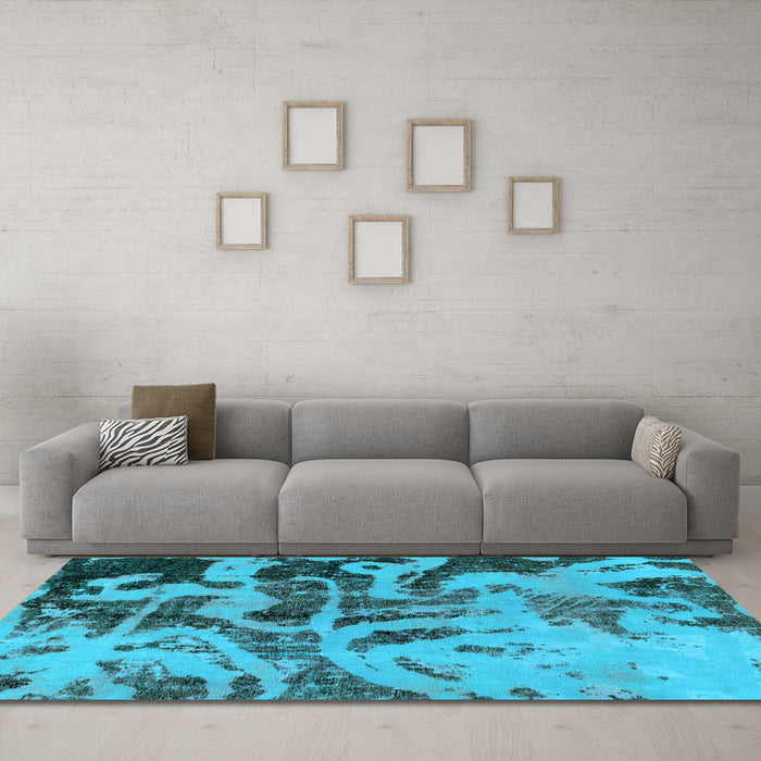 Machine Washable Persian Light Blue Bohemian Rug in a Living Room, wshabs1947lblu