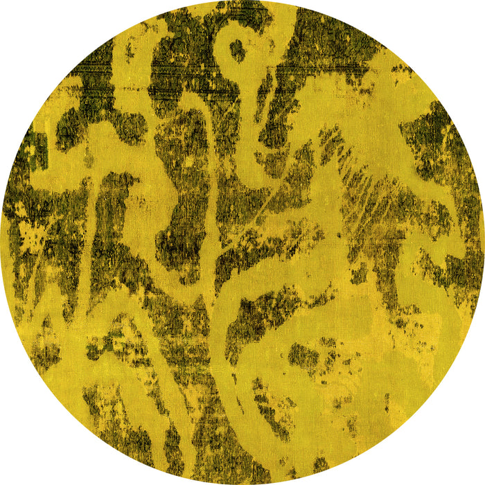 Round Persian Yellow Bohemian Rug, abs1947yw