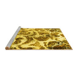 Sideview of Machine Washable Abstract Yellow Modern Rug, wshabs1948yw