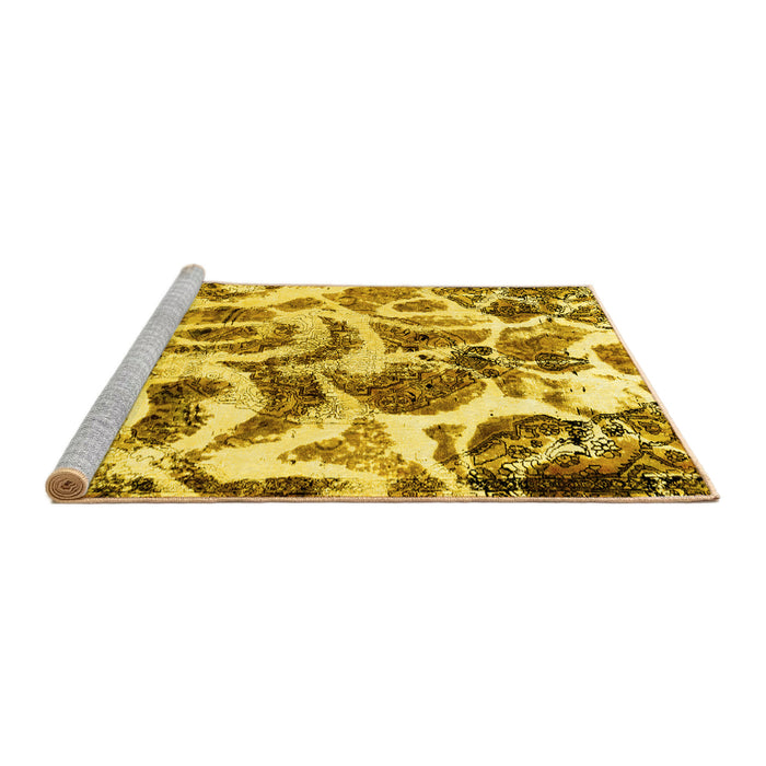 Sideview of Machine Washable Abstract Yellow Modern Rug, wshabs1948yw