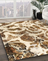 Abstract Light Brown Modern Rug, abs1948