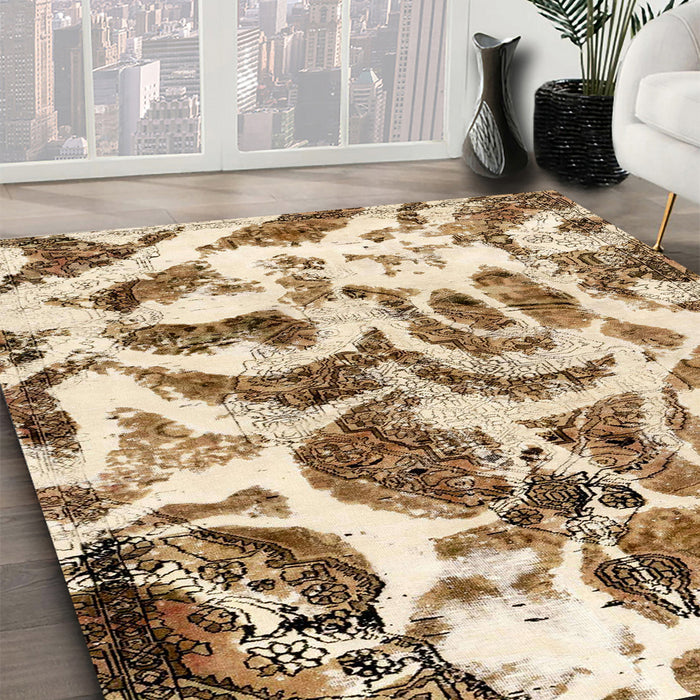 Machine Washable Abstract Light Brown Rug in a Family Room, wshabs1948