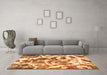 Machine Washable Abstract Orange Modern Area Rugs in a Living Room, wshabs1948org