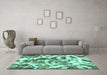 Machine Washable Abstract Turquoise Modern Area Rugs in a Living Room,, wshabs1948turq