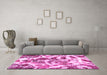 Machine Washable Abstract Pink Modern Rug in a Living Room, wshabs1948pnk