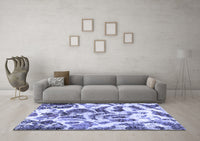 Machine Washable Abstract Blue Modern Rug, wshabs1948blu