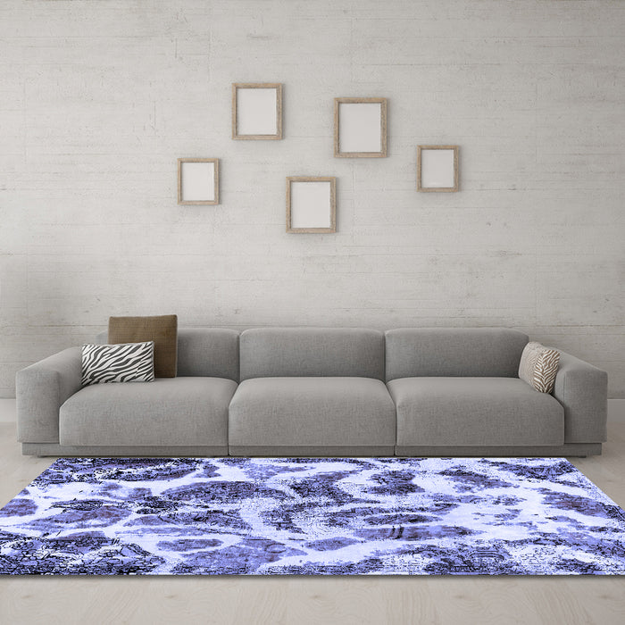 Machine Washable Abstract Blue Modern Rug in a Living Room, wshabs1948blu