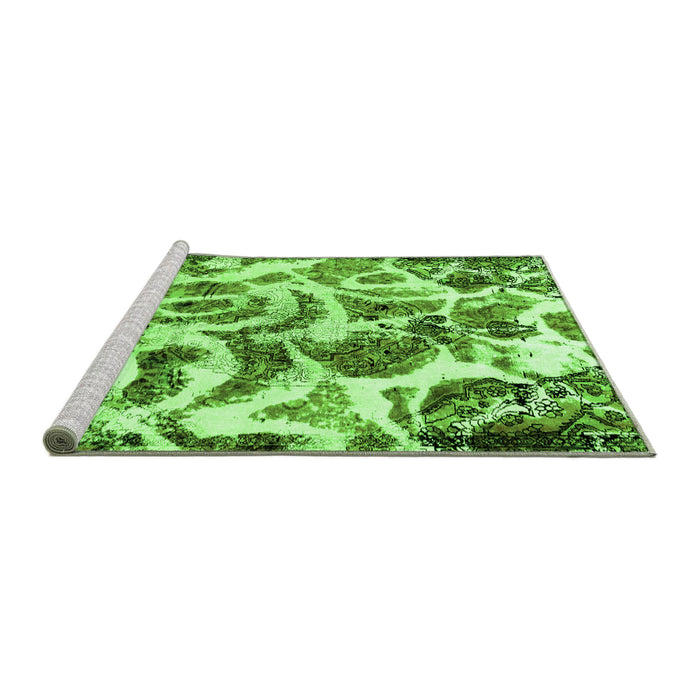 Sideview of Machine Washable Abstract Green Modern Area Rugs, wshabs1948grn