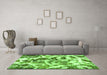 Machine Washable Abstract Green Modern Area Rugs in a Living Room,, wshabs1948grn