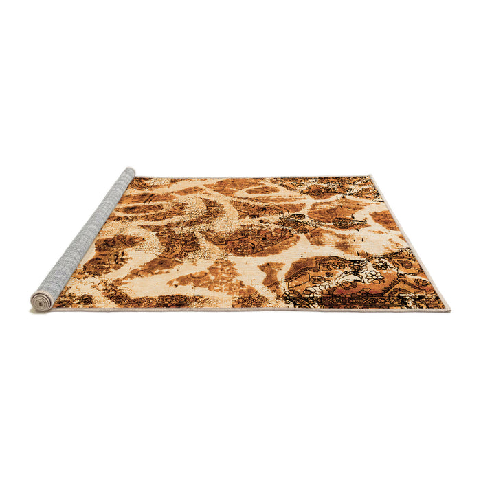 Sideview of Machine Washable Abstract Orange Modern Area Rugs, wshabs1948org