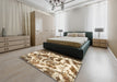 Abstract Light Brown Modern Rug in a Bedroom, abs1948