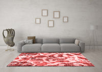 Machine Washable Abstract Red Modern Rug, wshabs1948red