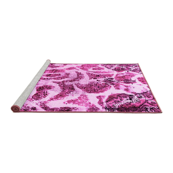 Sideview of Machine Washable Abstract Pink Modern Rug, wshabs1948pnk