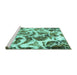 Sideview of Machine Washable Abstract Turquoise Modern Area Rugs, wshabs1948turq