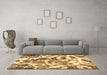 Machine Washable Abstract Brown Modern Rug in a Living Room,, wshabs1948brn