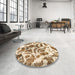 Round Machine Washable Abstract Light Brown Rug in a Office, wshabs1948