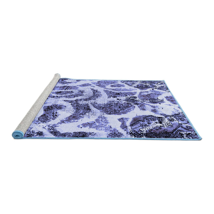 Sideview of Machine Washable Abstract Blue Modern Rug, wshabs1948blu