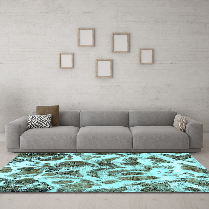 Machine Washable Abstract Light Blue Modern Rug in a Living Room, wshabs1948lblu