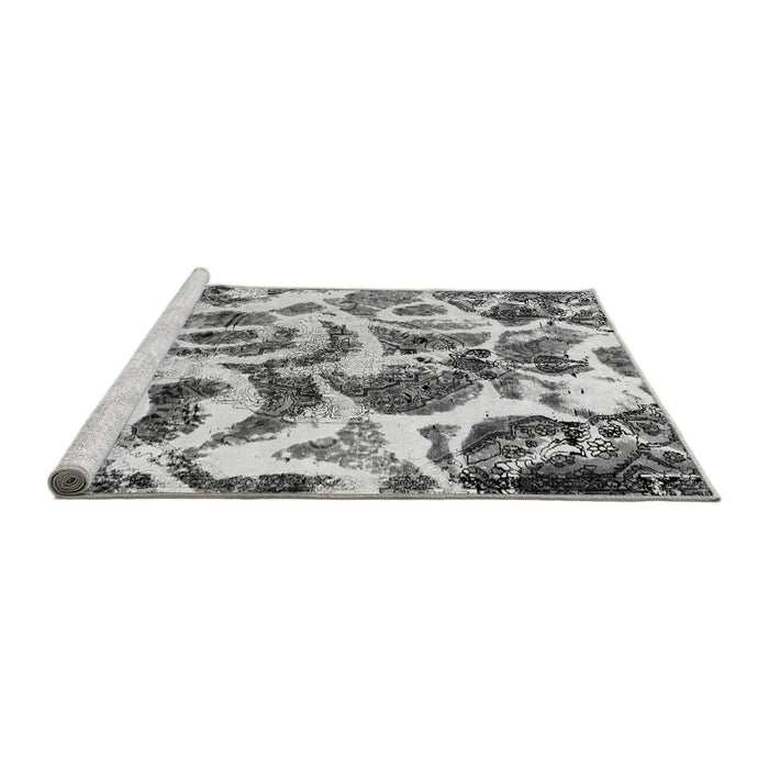 Sideview of Machine Washable Abstract Gray Modern Rug, wshabs1948gry