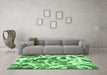 Machine Washable Abstract Emerald Green Modern Area Rugs in a Living Room,, wshabs1948emgrn