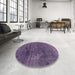 Round Machine Washable Abstract Purple Rug in a Office, wshabs1949