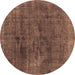 Round Abstract Brown Modern Rug, abs1949brn