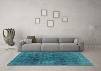 Machine Washable Abstract Turquoise Modern Rug, wshabs1949turq