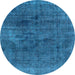 Round Abstract Light Blue Modern Rug, abs1949lblu