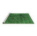 Sideview of Machine Washable Abstract Emerald Green Modern Area Rugs, wshabs1949emgrn