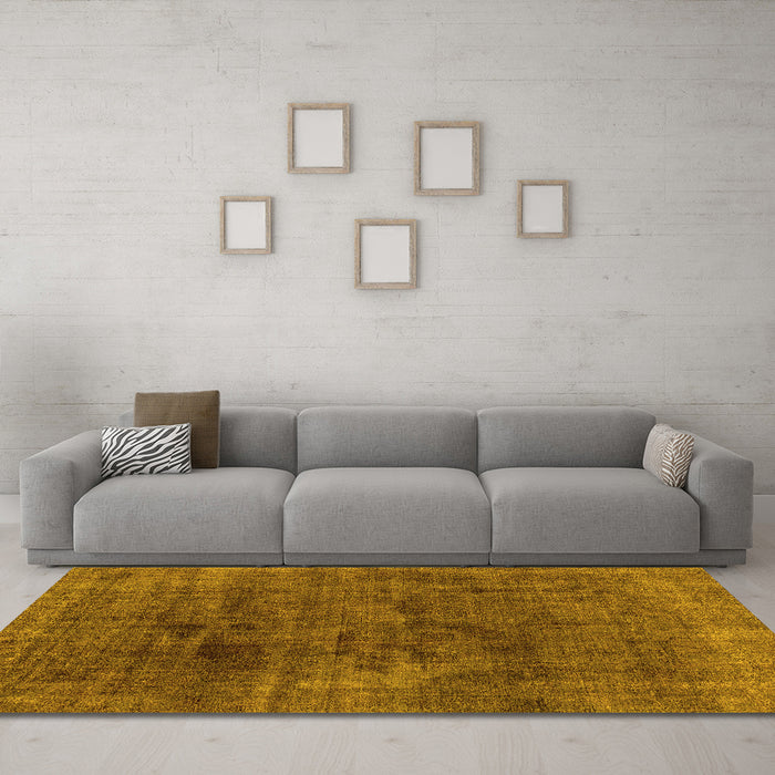 Machine Washable Abstract Yellow Modern Rug in a Living Room, wshabs1949yw