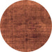 Round Abstract Orange Modern Rug, abs1949org