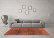 Machine Washable Abstract Orange Modern Area Rugs in a Living Room, wshabs1949org