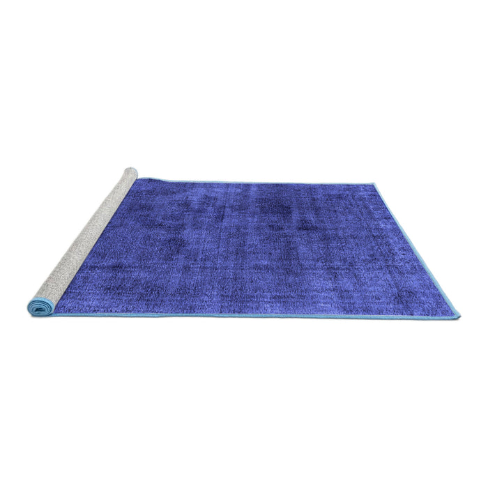 Sideview of Machine Washable Abstract Blue Modern Rug, wshabs1949blu