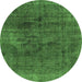 Round Abstract Green Modern Rug, abs1949grn