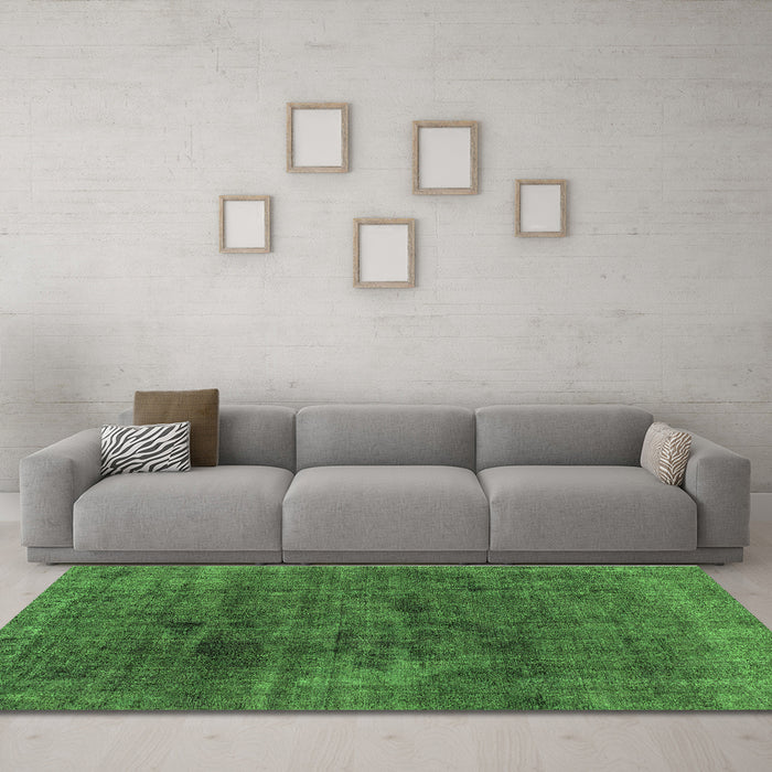 Machine Washable Abstract Green Modern Area Rugs in a Living Room,, wshabs1949grn