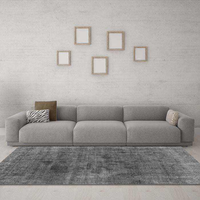 Machine Washable Abstract Gray Modern Rug in a Living Room,, wshabs1949gry