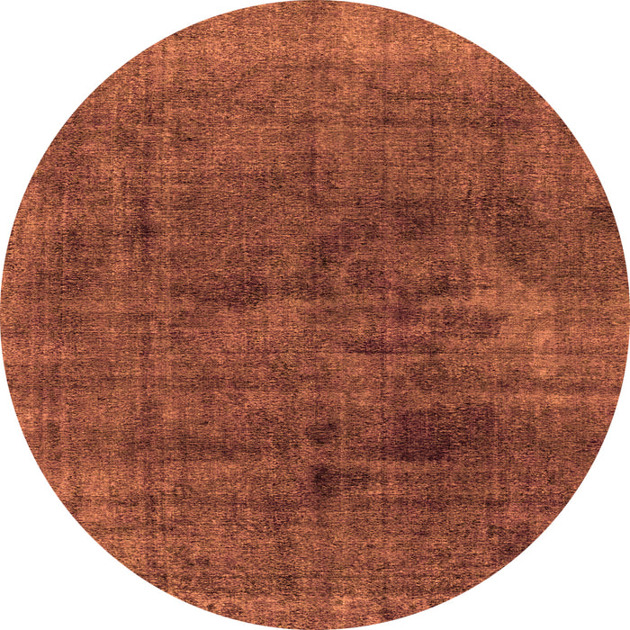 Round Machine Washable Abstract Orange Modern Area Rugs, wshabs1949org